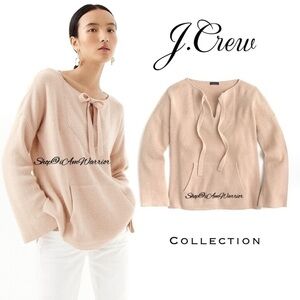 J.Crew Collection cashmere kangaroo pocket tie neck sweater shop@iamwarrior